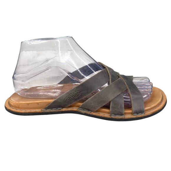 Keen Women’s Sophia Brown Leather Slip On Slide Sandals Size US 7 - Picture 1 of 10